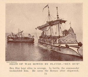 1927 Print Silent Film Scene War Ship Ben Hur Novarro - ORIGINAL