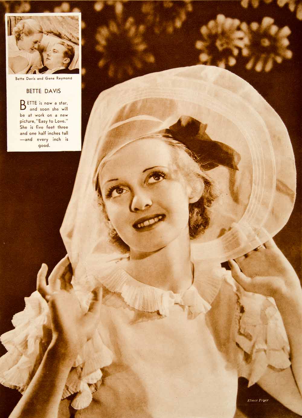 1933 Rotogravure Bette Davis Gene Raymond Portrait Actress Costume Fashion SILV1