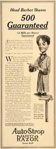 1912 Ad Wooden Man Shave Shaving Razor Blades Safety - ORIGINAL ADVERTISING SP4