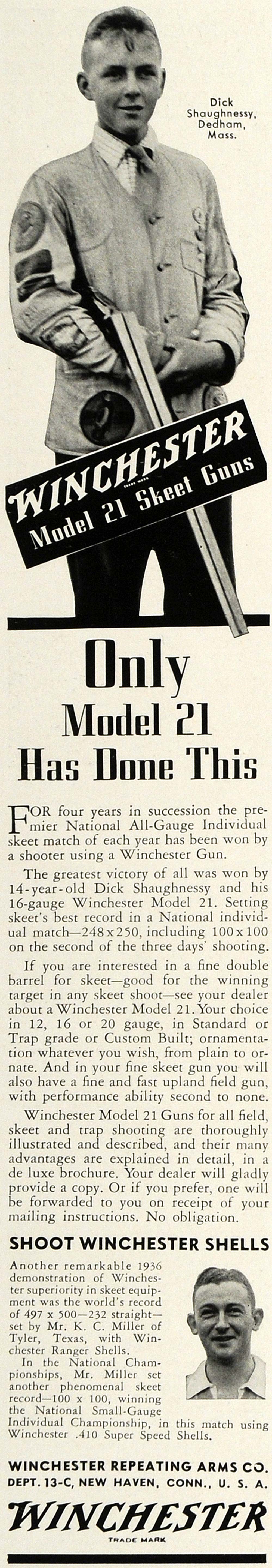 1937 Ad Winchester Model 21 Skeet Gun Dick Shaughnessy - ORIGINAL SPM1 –  Period Paper Historic Art LLC