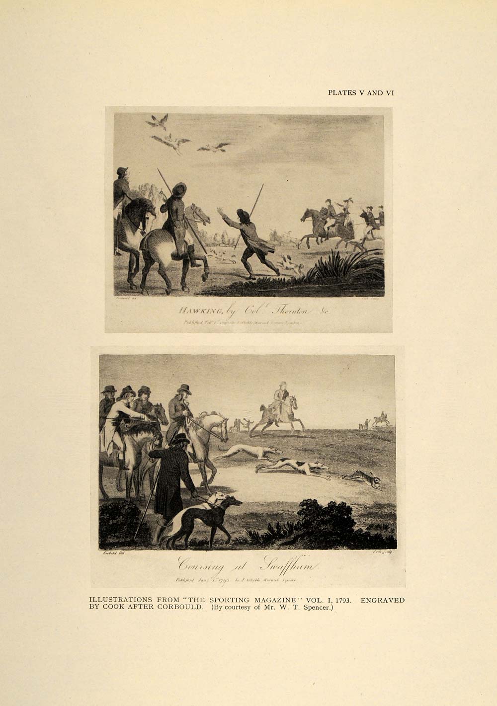 1924 Hawking Hunt Hounds Sporting Magazine 1793 Print ORIGINAL HISTORIC SPT1