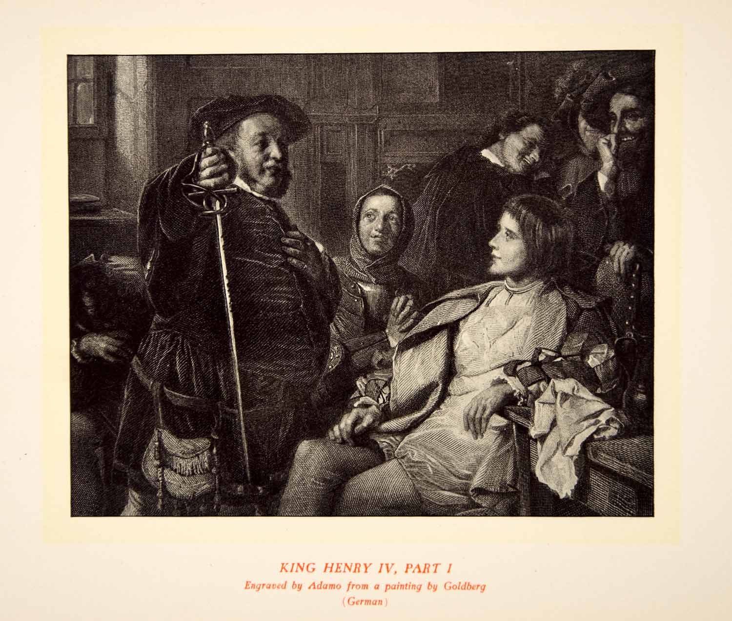 1900 Lithograph Goldberg Art King Henry IV Part 1 Shakespeare Theater Stage SRP1