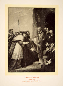 1900 Lithograph Richard Westall Art Cardinal Wolsey Henry VIII Shakespeare SRP1