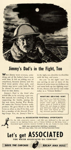 1943 Ad Tide Water Associated Oil Company WWII Soldier - ORIGINAL ST1