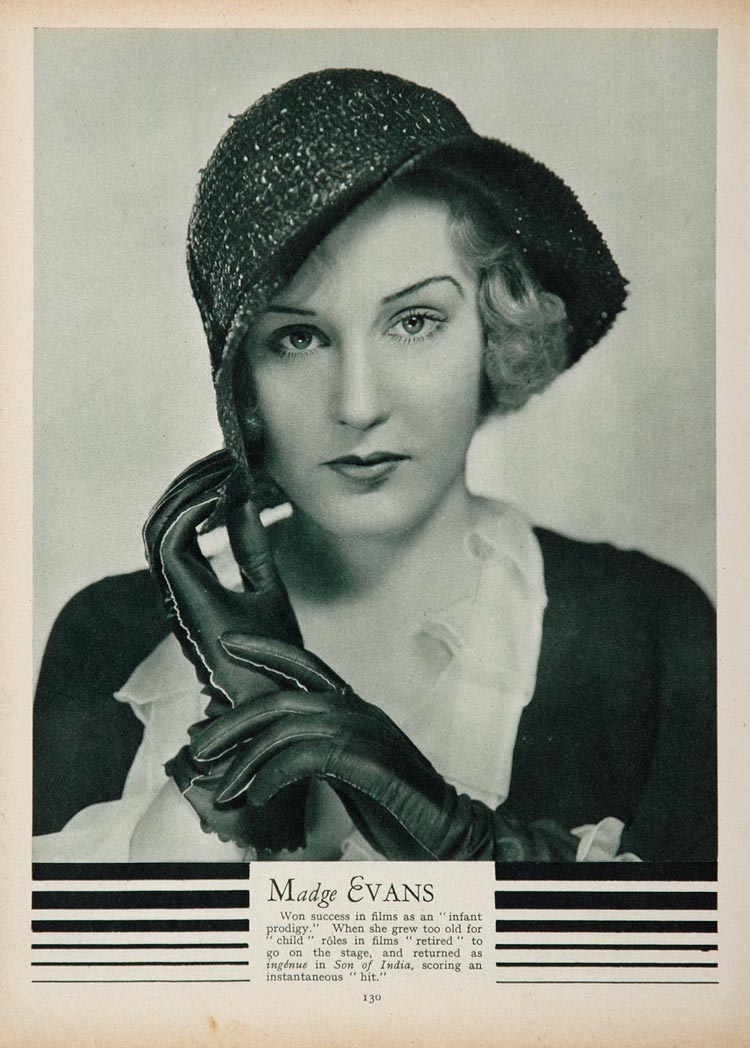 1933 Madge Evans Actress Movie Stage Portrait Print - ORIGINAL HISTORIC STAGE4