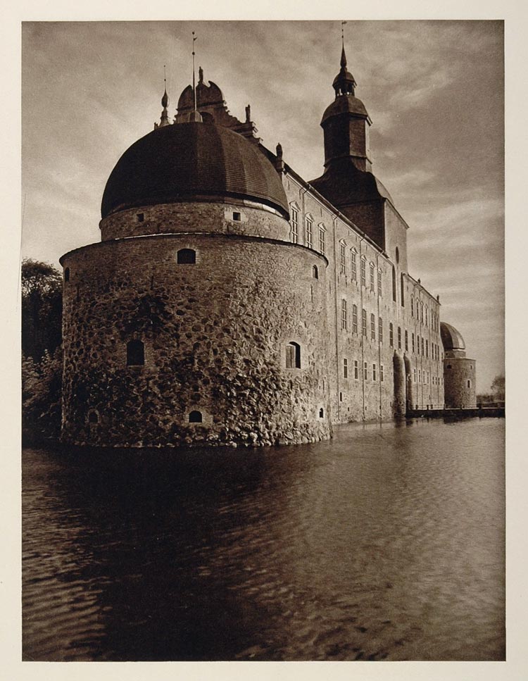 1932 Vadstena Castle Moat Sweden Swedish Architecture - ORIGINAL SW1