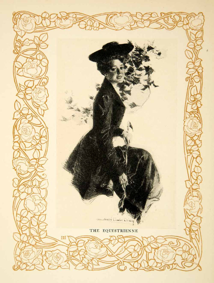 1906 Print Howard Chandler Christy Equestrienne Portrait Border Art No ...