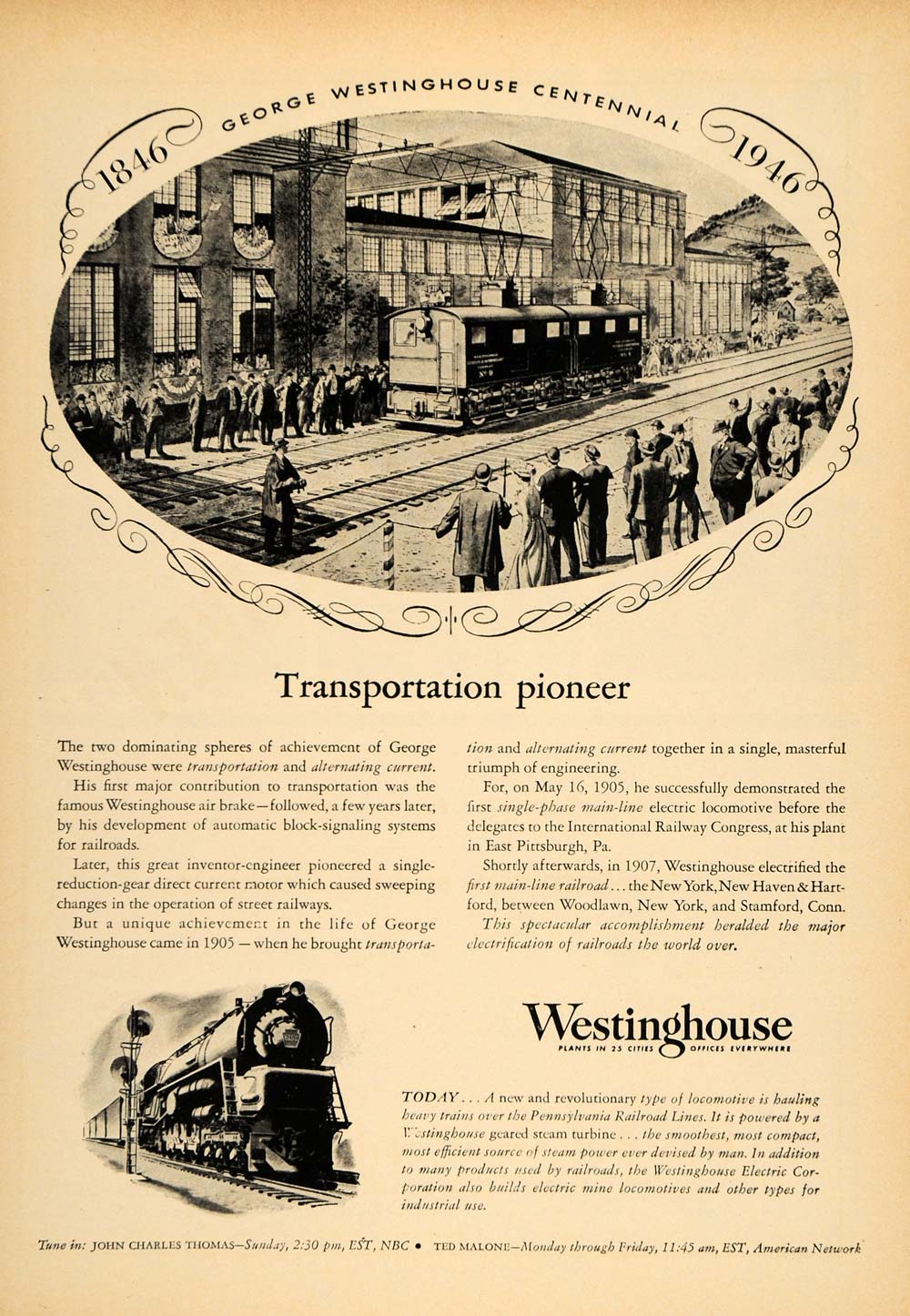 1946 Ad Westinghouse Electric Train Locomotive Pioneer - ORIGINAL TCE1