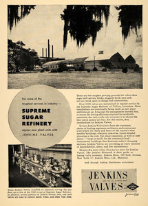 1951 Ad Jenkins Bros Valves Supreme Sugar Refinery - ORIGINAL ADVERTISING TCE1