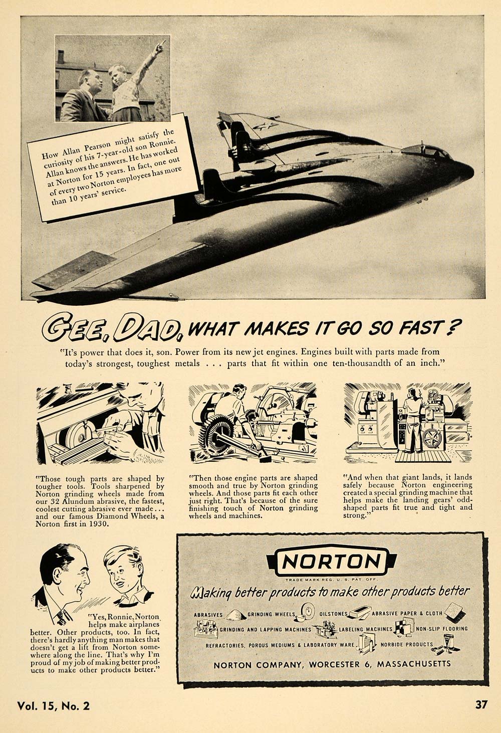 1949 Ad Norton Allan Pearson Ronnie Aircraft Machine - ORIGINAL ADVERTISING TCE1