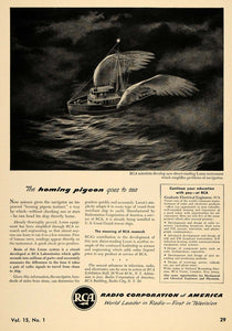 1949 Ad Radio Corporation Homing Pigeon Loran Ship Boat - ORIGINAL TCE1