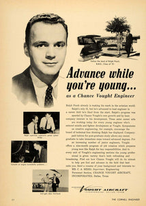 1957 Ad Chance Vought Aircraft Engineer Ralph Posch - ORIGINAL ADVERTISING TCE1