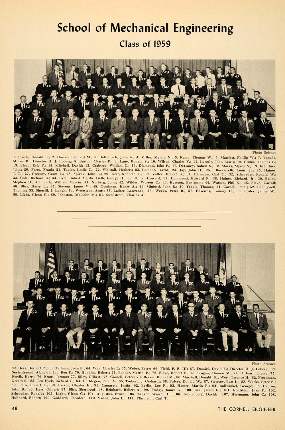 1959 Print Cornell Mechanical Engineering Graduates - ORIGINAL HISTORIC TCE2