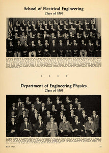 1961 Print Cornell Electrical Engineering Physics Class ORIGINAL HISTORIC TCE2