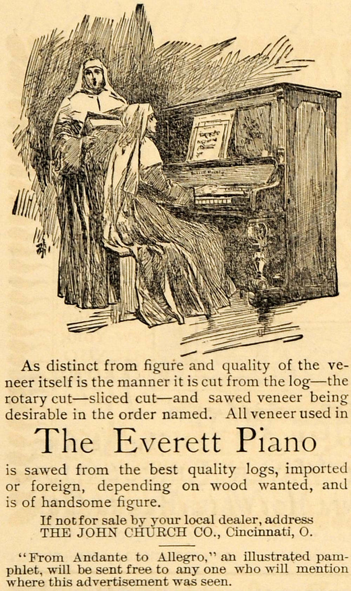 1891 Ad Everett Piano John Church Nuns Playing Organ - ORIGINAL ADVERT ...