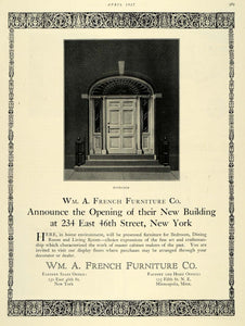 1927 Ad William A. French Furniture New York Opening - ORIGINAL ADVERTISING THB1