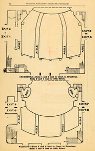 1915 Print Gaiety Theatre Floor Plan Aisle Map Layout - ORIGINAL HISTORIC THR1