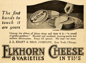 1920 Ad Elkhorn Cheese Kraft Brothers Milk Food Cow - ORIGINAL ADVERTISING THR1