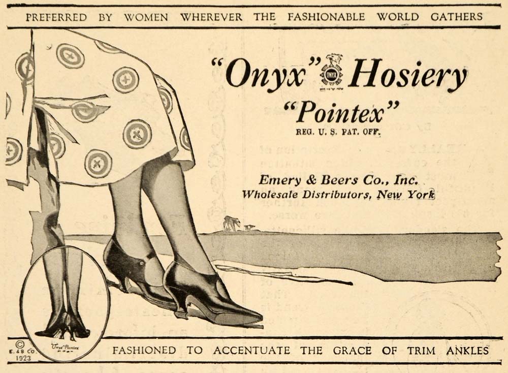1923 Ad Onyx Hosiery Emery Beers Women Clothing Legs - ORIGINAL ADVERTISING THR1
