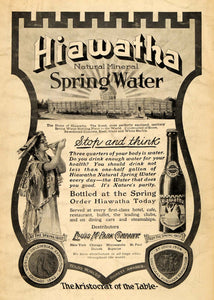 1907 Ad Louis M Park Co. Hiawatha Spring Water Native - ORIGINAL TIN4