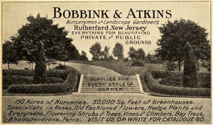 1909 Ad Bobbink & Atkins Nurserymen Landscape Gardener - ORIGINAL TIN4