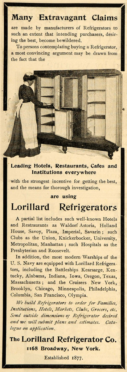 1900 Ad Lorillard Refrigerator Appliance Kitchen Room - ORIGINAL TIN4 ...