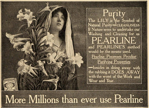 1907 Ad James Pyle's Pearline Washing Soap Lily Flowers - ORIGINAL TIN4