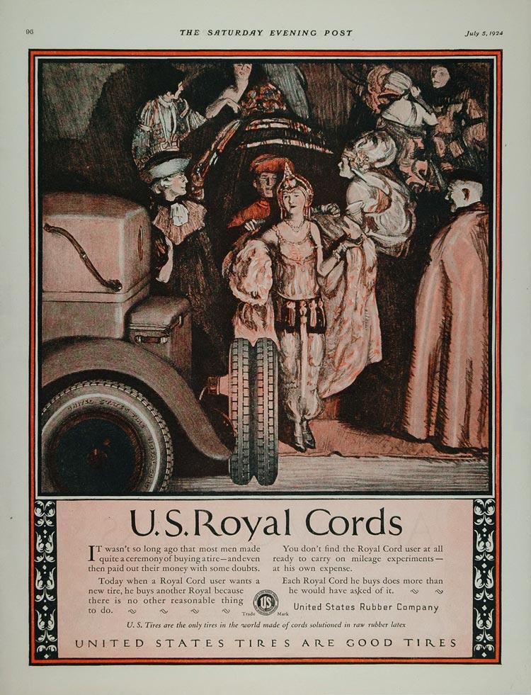 1924 Ad U. S. Royal Cord Automobile Car Tire Costumes - ORIGINAL TIR1