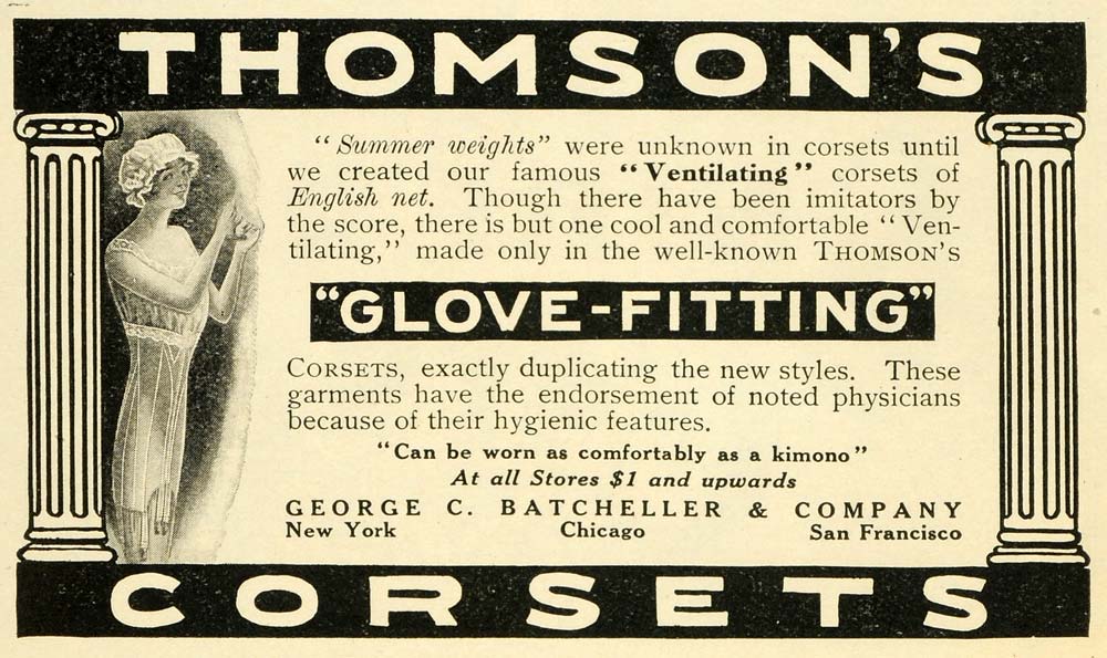 1913 Ad George C. Batcheller Thomson Glove Fitting Corsets Victorian T