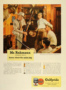 1948 Ad Gulfpride Oil E. P. Ruhmann Rifle Trophy Room - ORIGINAL ADVERTISING TM1
