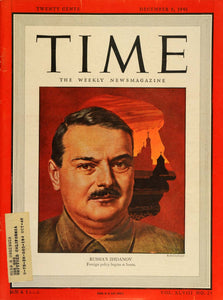 1946 Cover TIME Andrei Zhdanov Bolshevik B. Chaliapin - ORIGINAL TM1