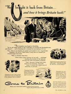 1948 Ad Britain Travel Cotswolds Blacksmith Horseshoe - ORIGINAL ADVERTISING TM1