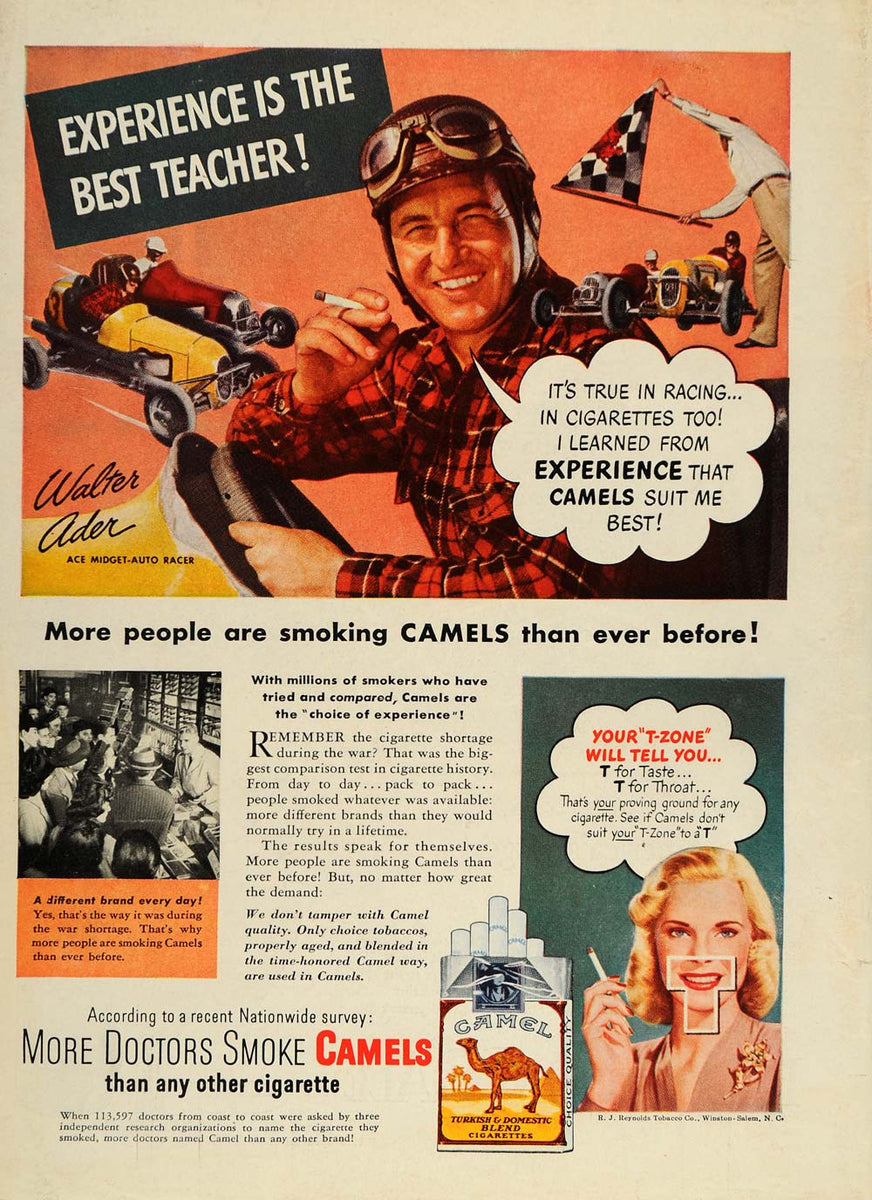 1947 Ad Camel Cigarettes Walter Ader Midget Auto Racer - ORIGINAL TM1 ...