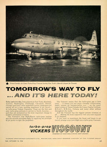 1956 Ad Turbo-Prop Vickers Viscount Armstrong Airplane - ORIGINAL TM3