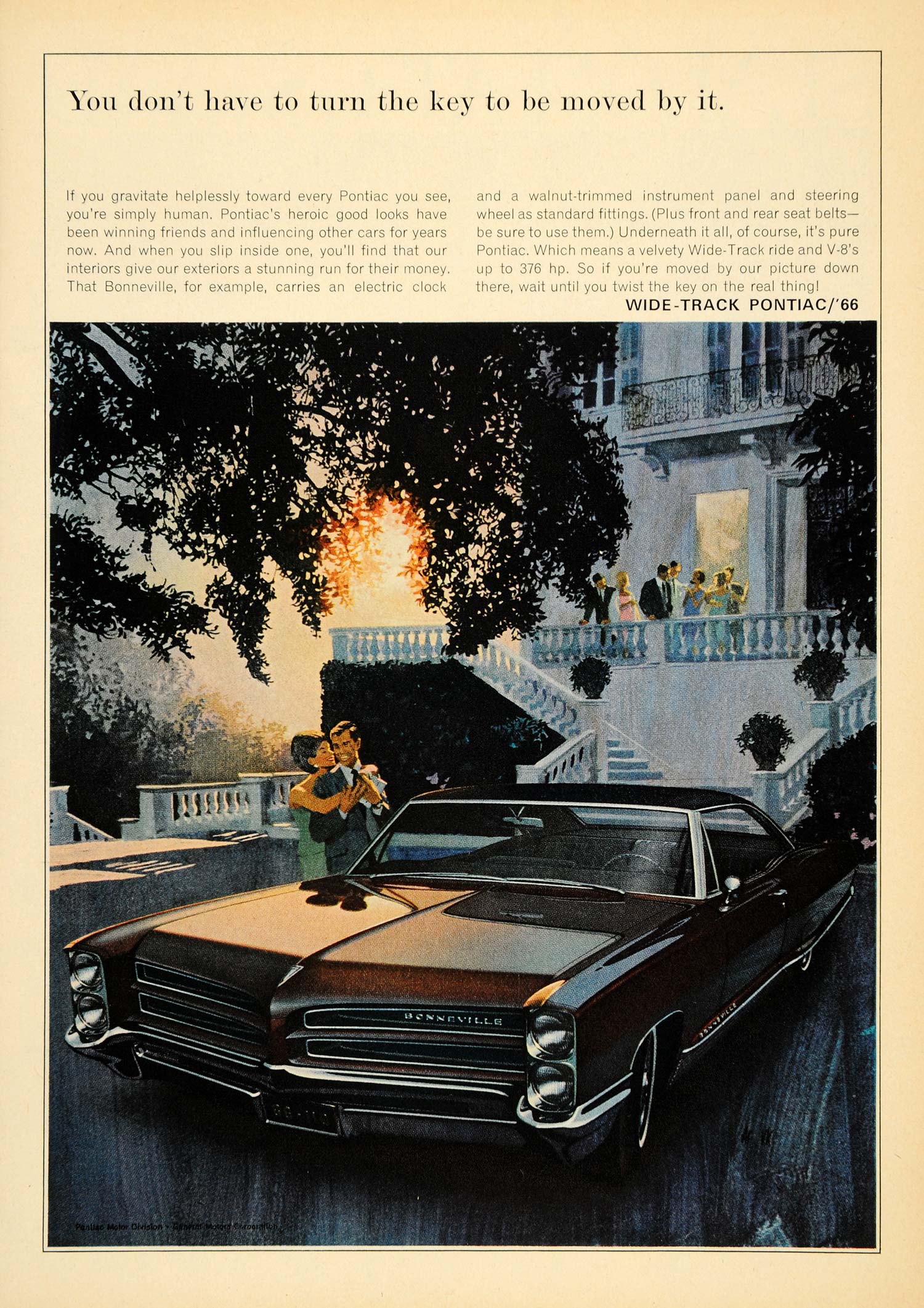 1966 Ad Pontiac Wide-Track Ride V8 Engine Bonneville GM - ORIGINAL TM3