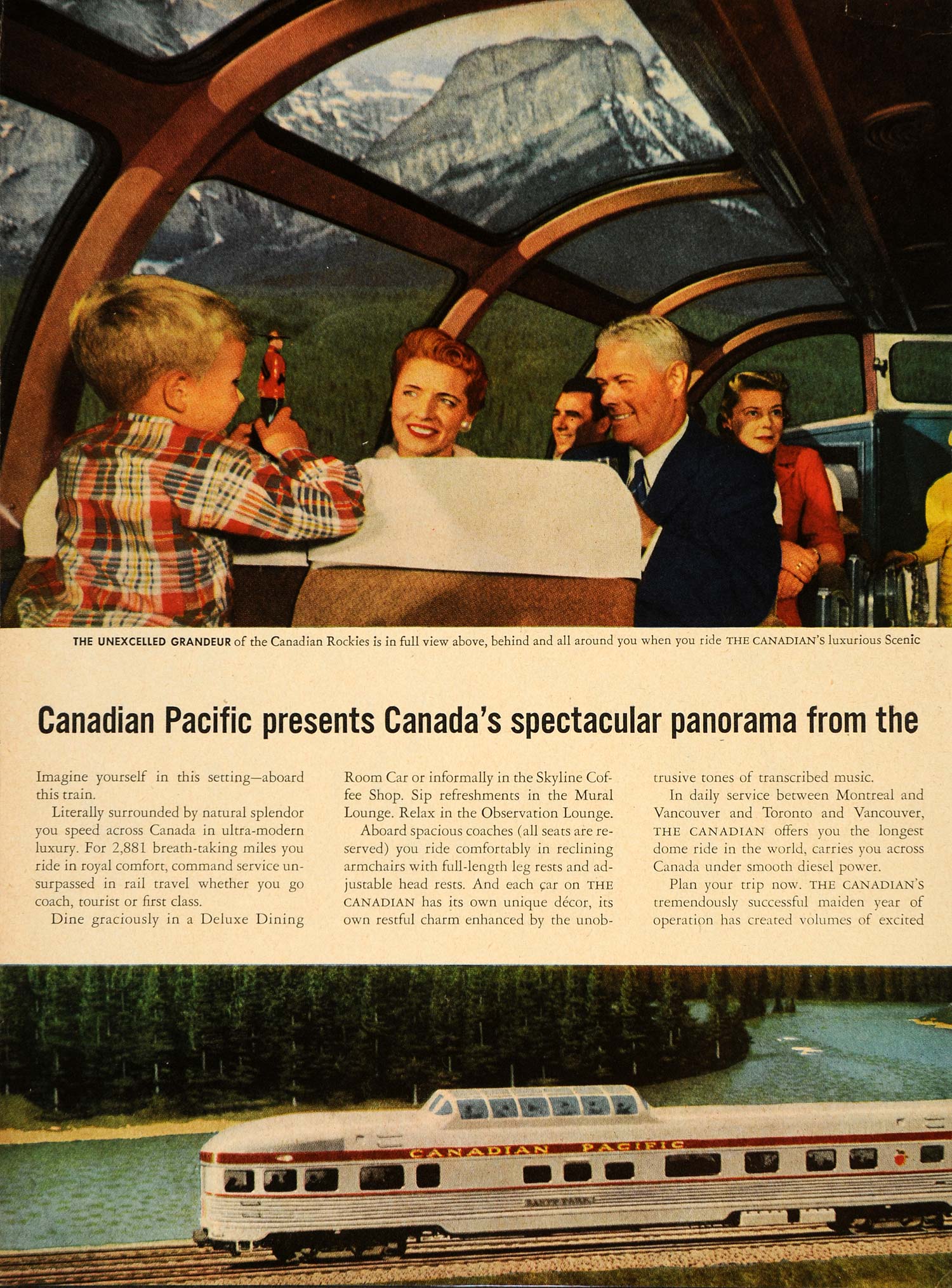 1956 Ad Canadian Pacific Railway Canadian Rockies Train - ORIGINAL TM3