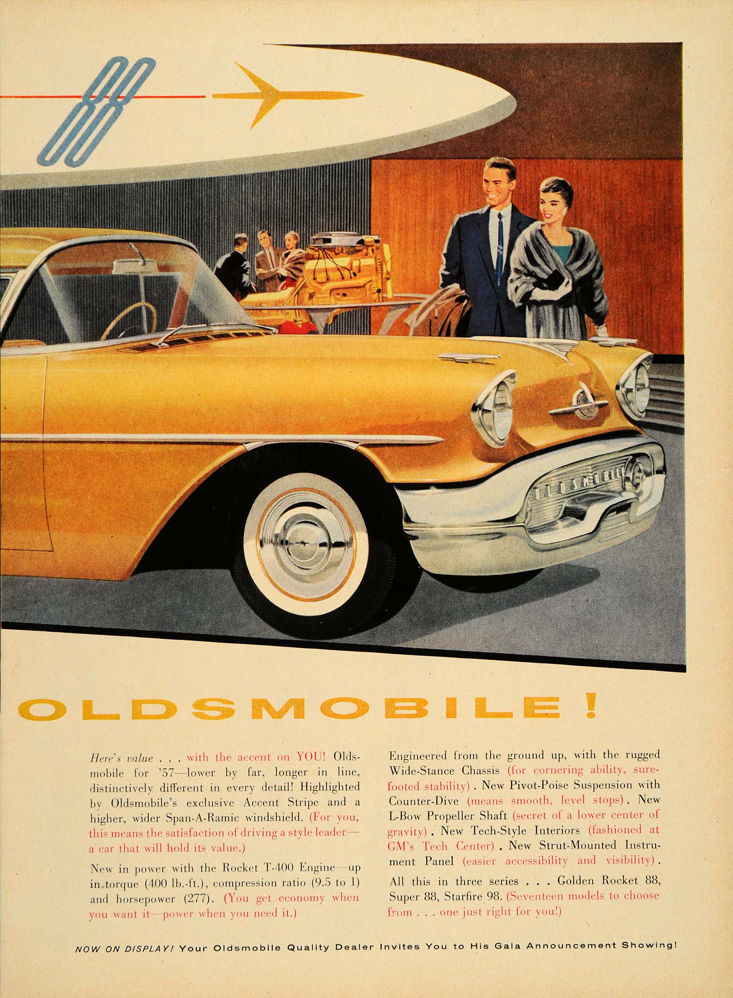 1956 Ad Golden Rocket 88 Coupe Oldsmobile Starfire Car - Original Tm3 