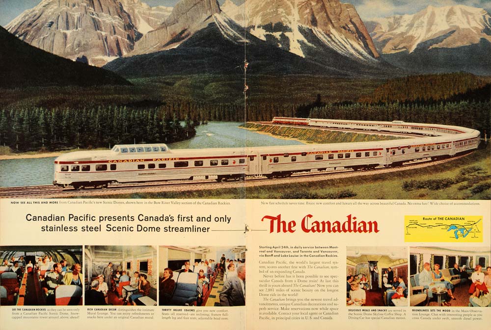 1955 Ad Canadian Pacific Railway Canada Streamliner - ORIGINAL ADVERTISING TM3