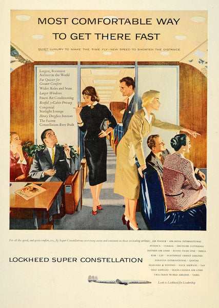 1955 Ad Super Constellation Lockheed Stewardess Lounge - ORIGINAL TM3 ...