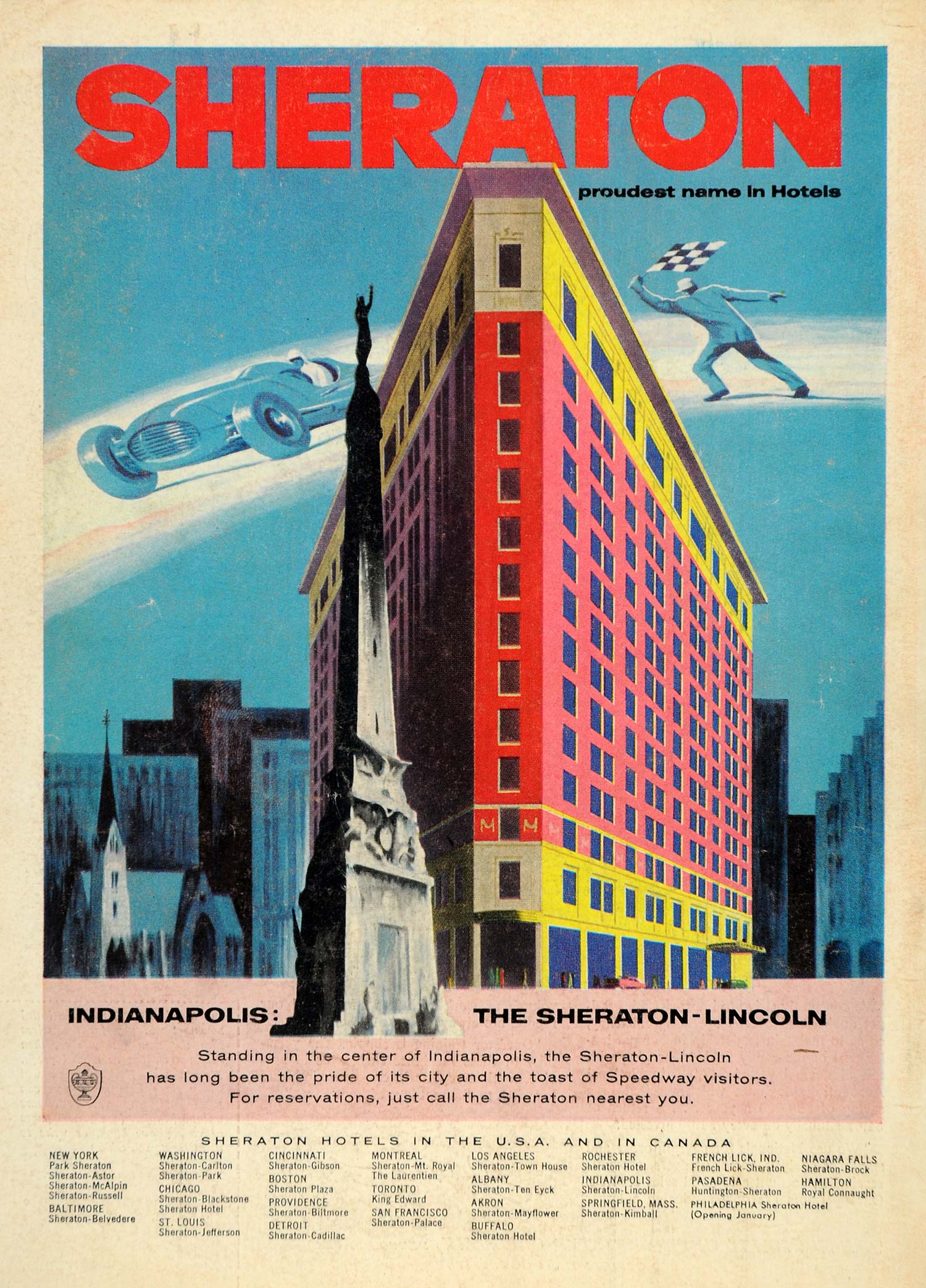 1956 Ad Sheraton-Lincoln Hotel Indianapolis Speedway - ORIGINAL ADVERTISING TM3