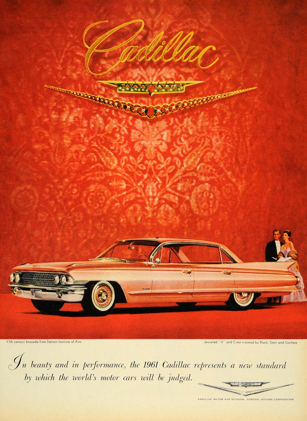 1960 Ad Vintage '61 Pink Cadillac Detroit Art Institute - ORIGINAL TM3