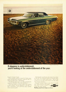 1969 Ad Vintage Green Chevrolet Impala Custom Coupe GM - ORIGINAL TM3