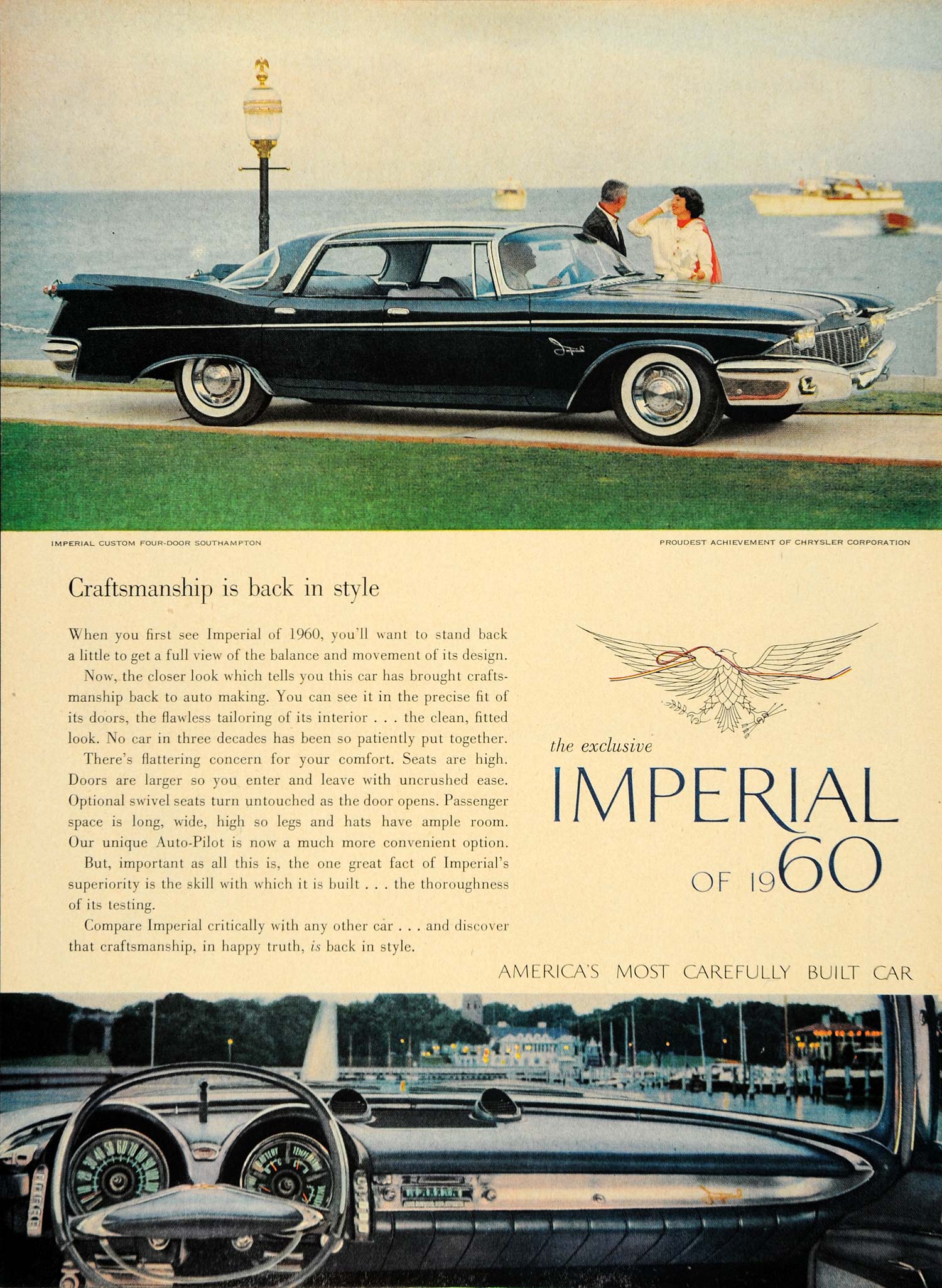 1959 Ad Vintage '60 Chrysler Imperial Four Door Sedan - ORIGINAL ADVERTISING TM3