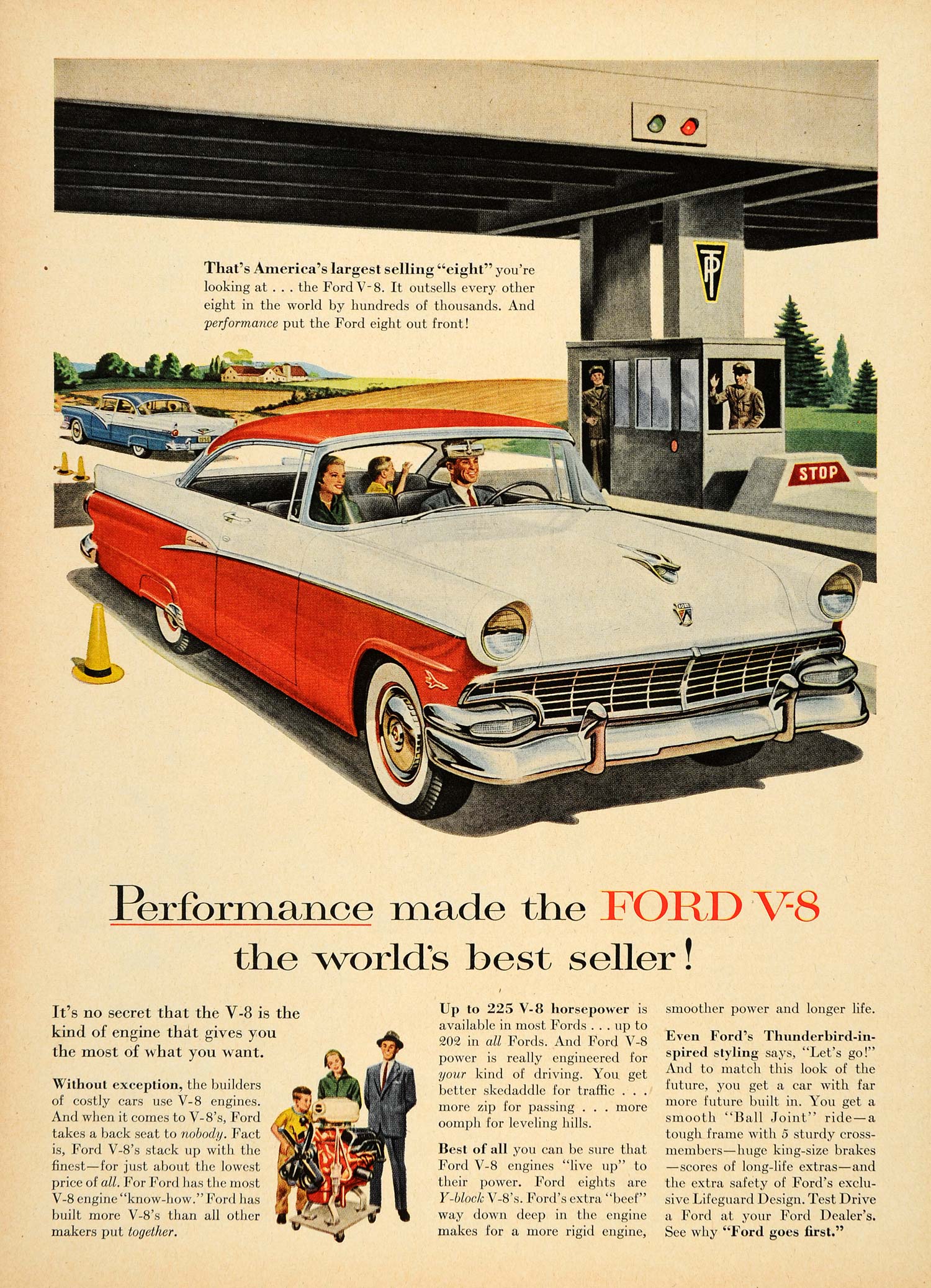 1956 Ad Toll Way Ford Eight V8 Engine King Size Brakes - ORIGINAL TM3