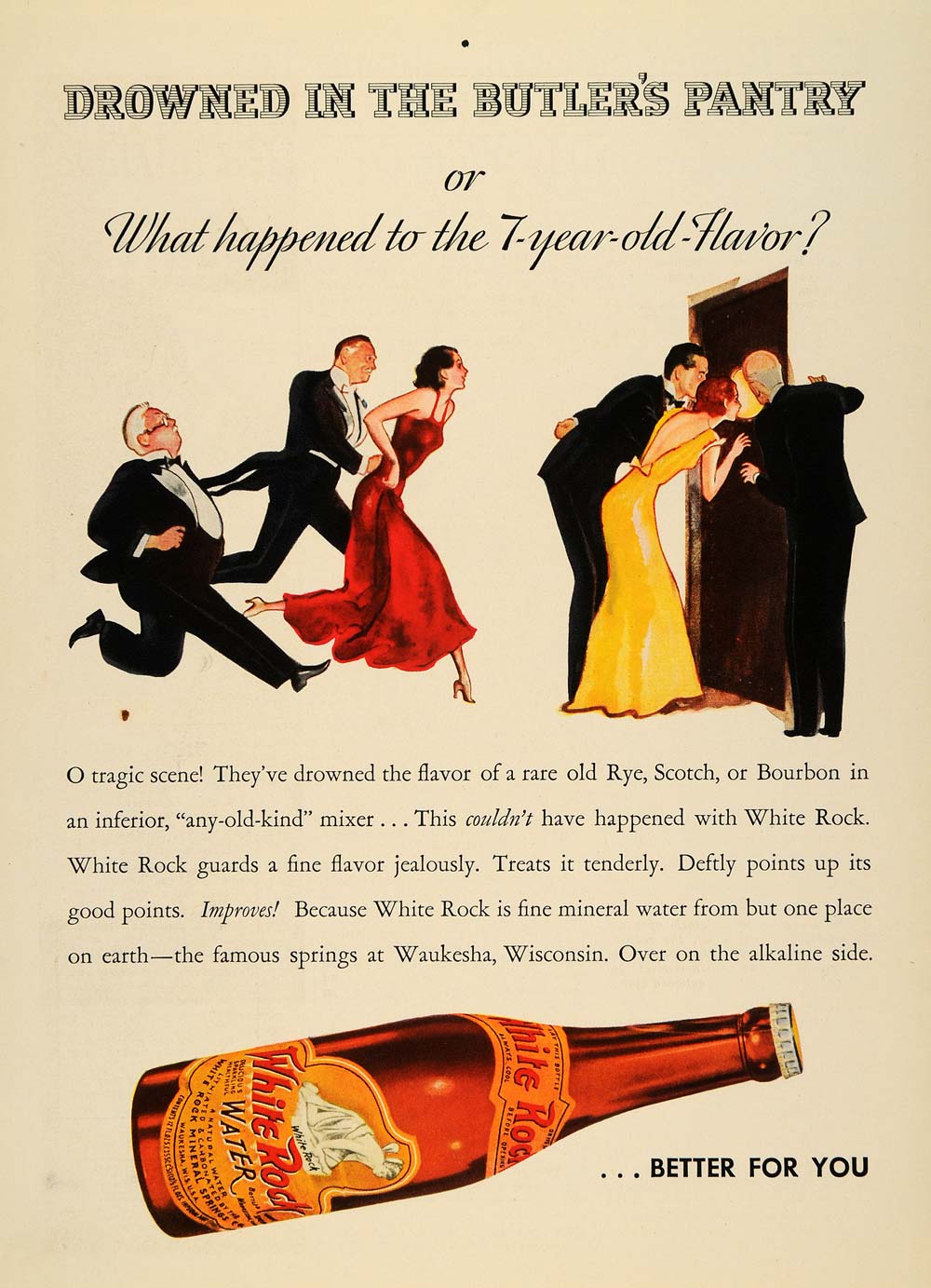 1935 Ad White Rock Sparkling Drinking Water Waukesha - ORIGINAL ADVERTISING TM4