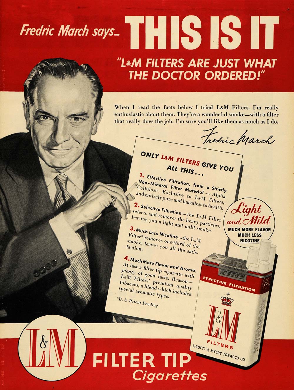 1956 Ad Liggett & Myers Tobacco Co. L & M Cigarettes - ORIGINAL ADVERTISING TM5