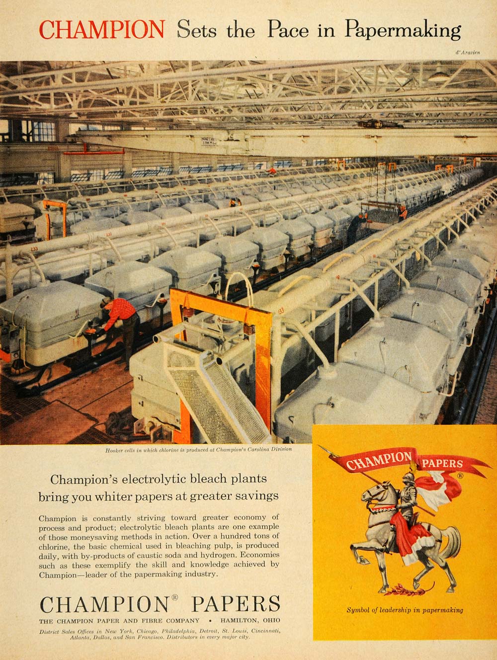 1956 Ad Champion Papers Electrolytic Bleach Plants Ohio - ORIGINAL TM5