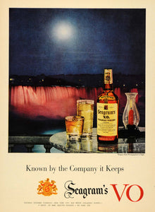 1955 Ad Seagram's VO Waterfall Canadian Whisky Alcohol - ORIGINAL TM5