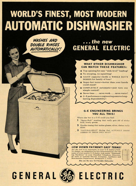 1969 G-E General Electric dishwasher Vintage Print Ad