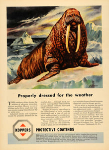 1951 Ad Kopper Bitumastic Protective Coating Tar Walrus - ORIGINAL TM6